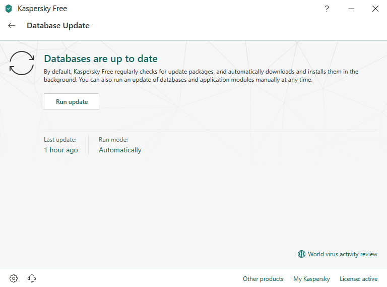 Automatic updates in Kaspersky Free Anti-Virus
